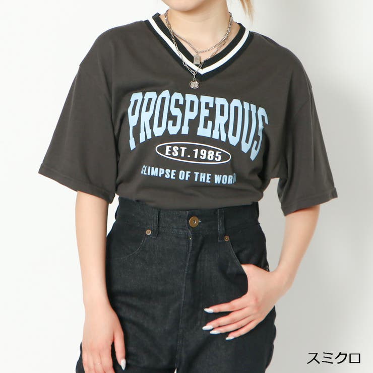 スミクロ | ラインリブＶネックＴシャツレディース 天竺 半袖Tシャツ | GORGE 