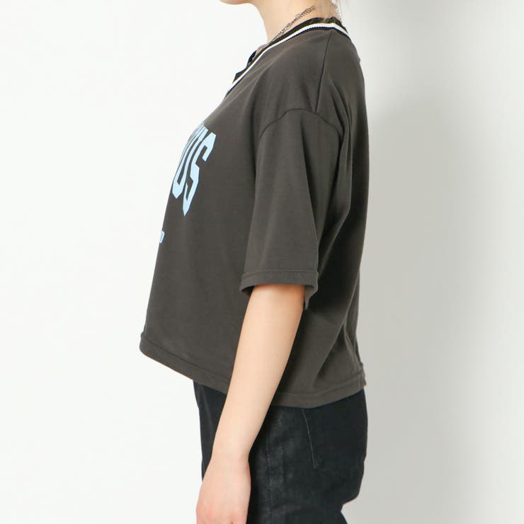 ラインリブＶネックＴシャツレディース 天竺 半袖Tシャツ | GORGE  | 詳細画像3 