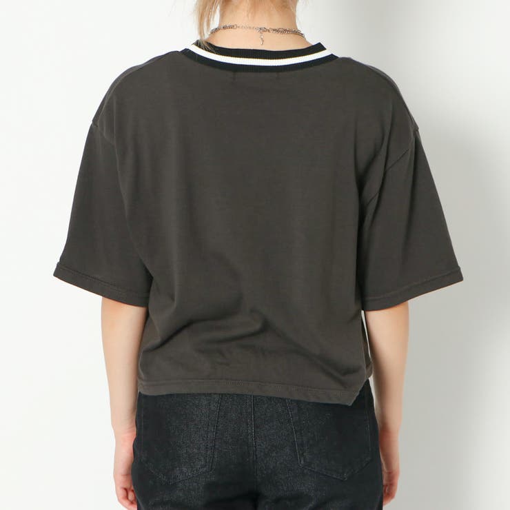 ラインリブＶネックＴシャツレディース 天竺 半袖Tシャツ | GORGE  | 詳細画像4 