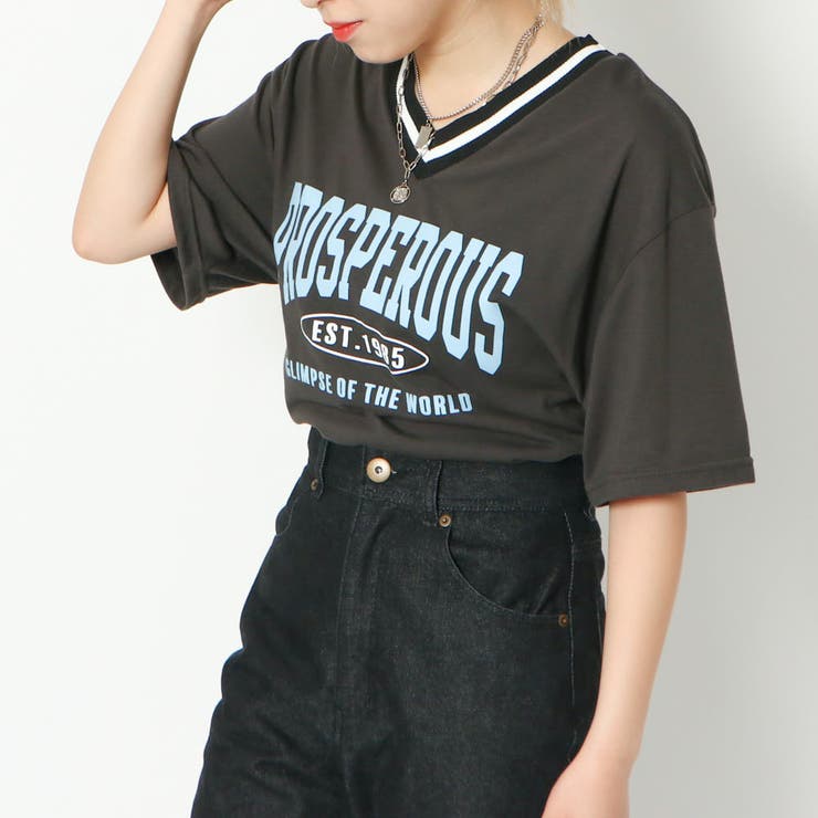 ラインリブＶネックＴシャツレディース 天竺 半袖Tシャツ | GORGE  | 詳細画像5 