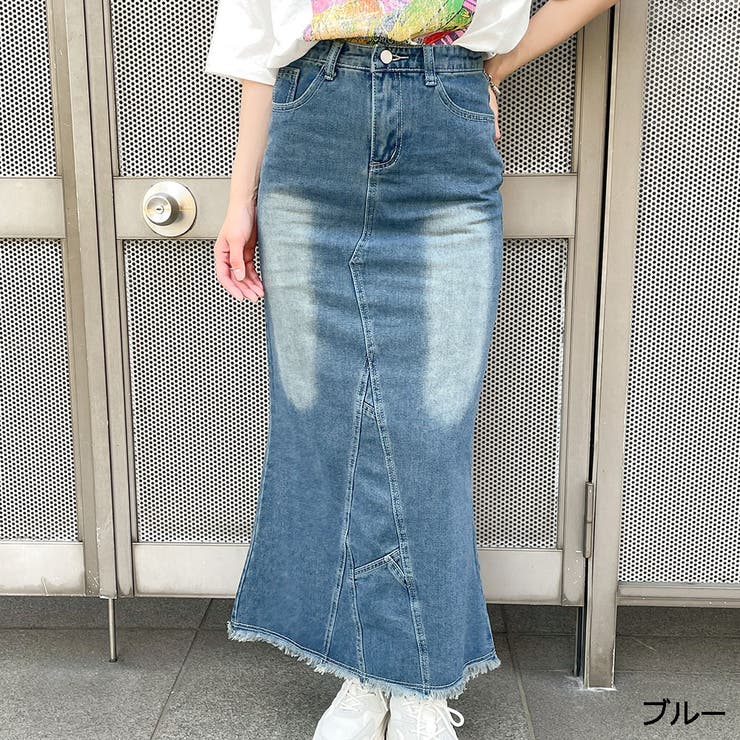 ブルー | デニムフリンジマーメイドスカート | GORGE 