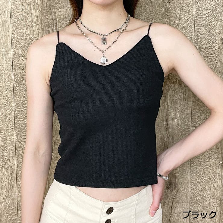 ブラック | Ｖネック短丈テレコキャミ | GORGE 