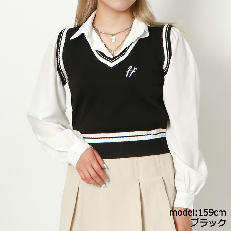 ブラック | レイヤードベスト＋シャツ | GORGE 