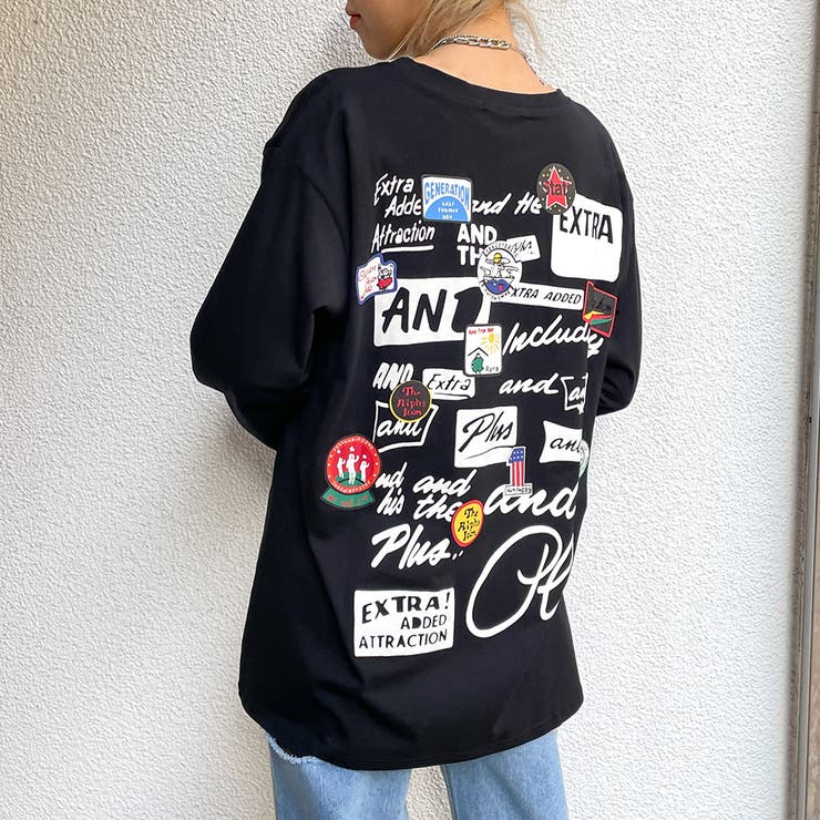 ダメージロゴ ロンT 2色 ワッペン 長袖 Tシャツ 韓国 春 cr8216 aa-2255.jpg