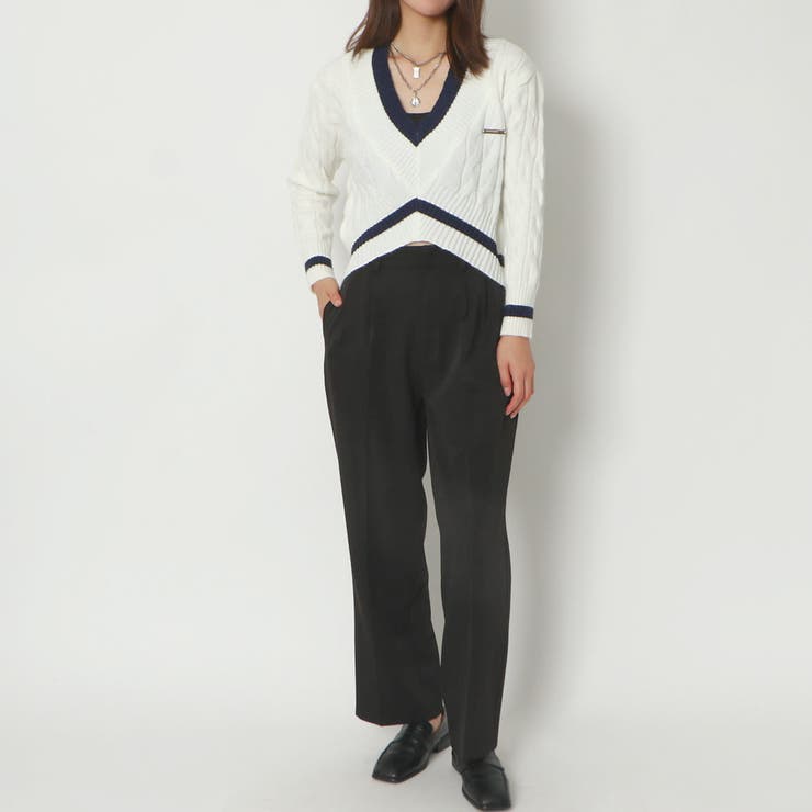 イレギュラーＶネックケーブルニット | GORGE  | 詳細画像9 