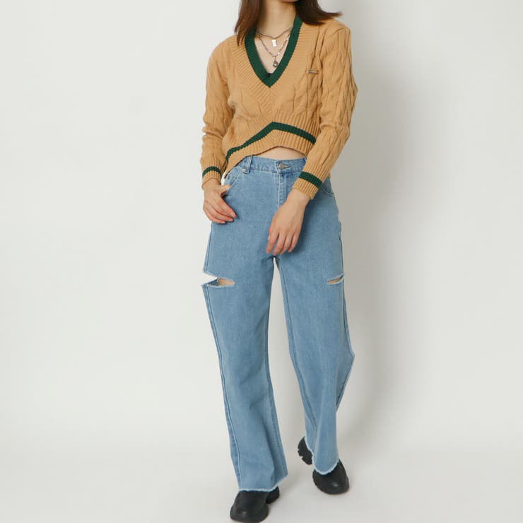 イレギュラーＶネックケーブルニット | GORGE  | 詳細画像10 