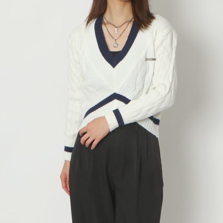 イレギュラーＶネックケーブルニット | GORGE  | 詳細画像6 