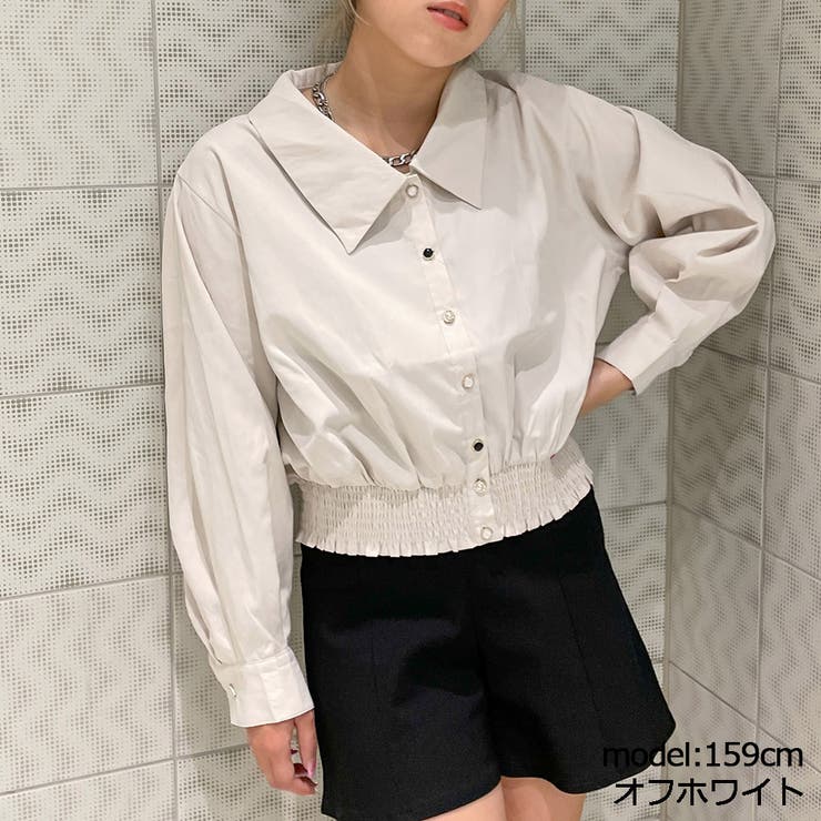 Bigカラー裾シャーリングブラウス[品番：GORW0008167]｜GORGE