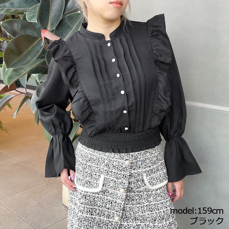 ブラック | ジョーゼットフリルブラウス | GORGE 