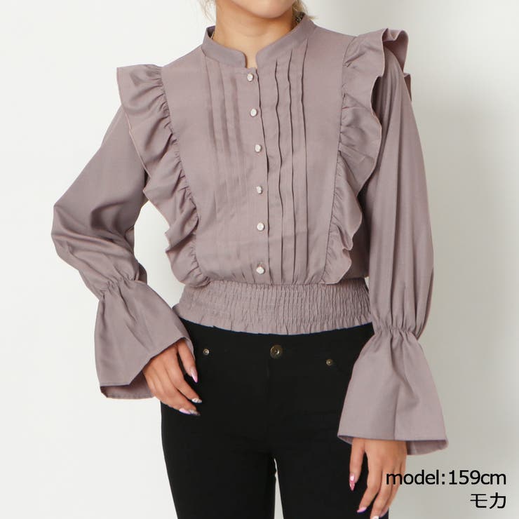 モカ | ジョーゼットフリルブラウス | GORGE 