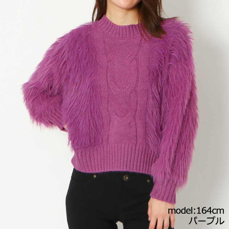 パープル | ケーブルシャギーニット | GORGE 