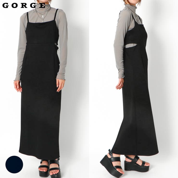 値下げブラックキャミワンピース アー・ヴェ・ヴェ a.v.v 【洗える】バックオープンキャミ