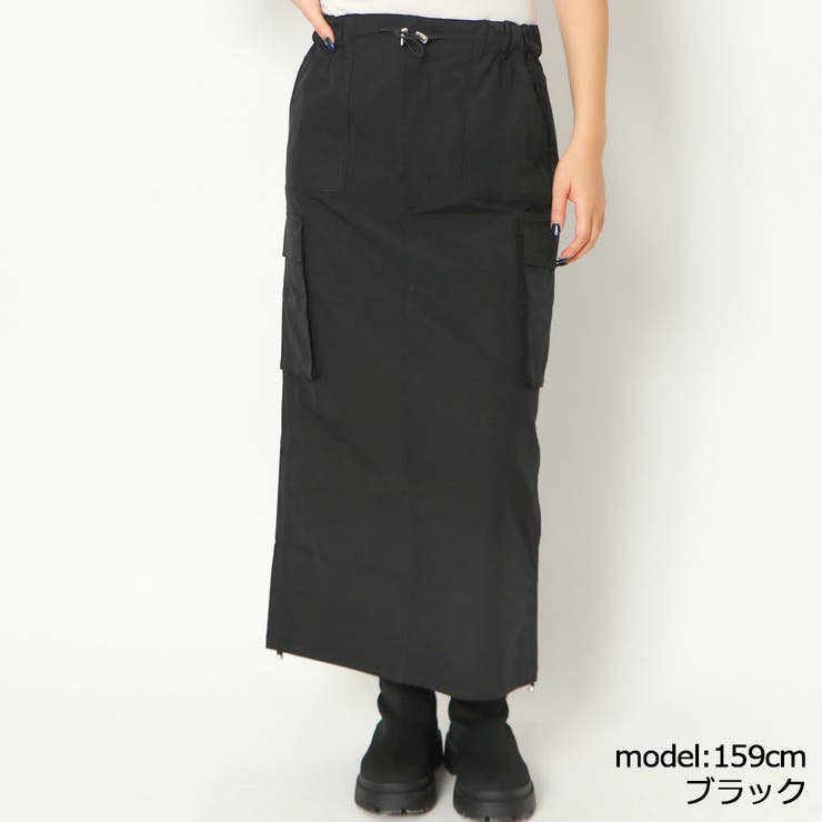 ブラック | レディース ロングカーゴスカート ミリタリー風 | GORGE 