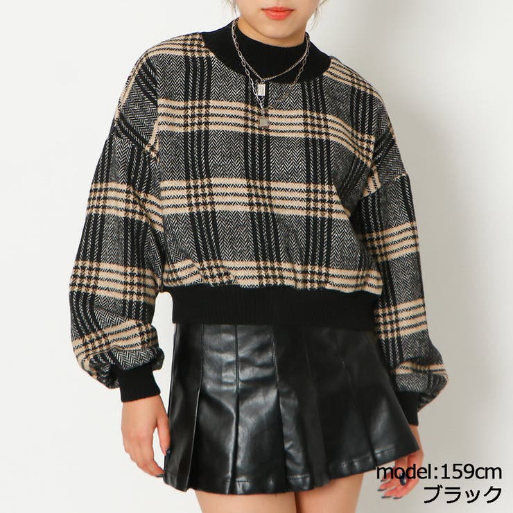 ブラック | チェックリブハイネックプルオーバー | GORGE 