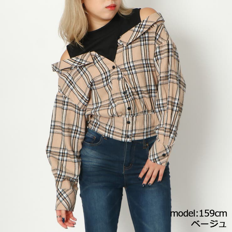 ベージュ | 短丈レイヤードシャツ | GORGE 