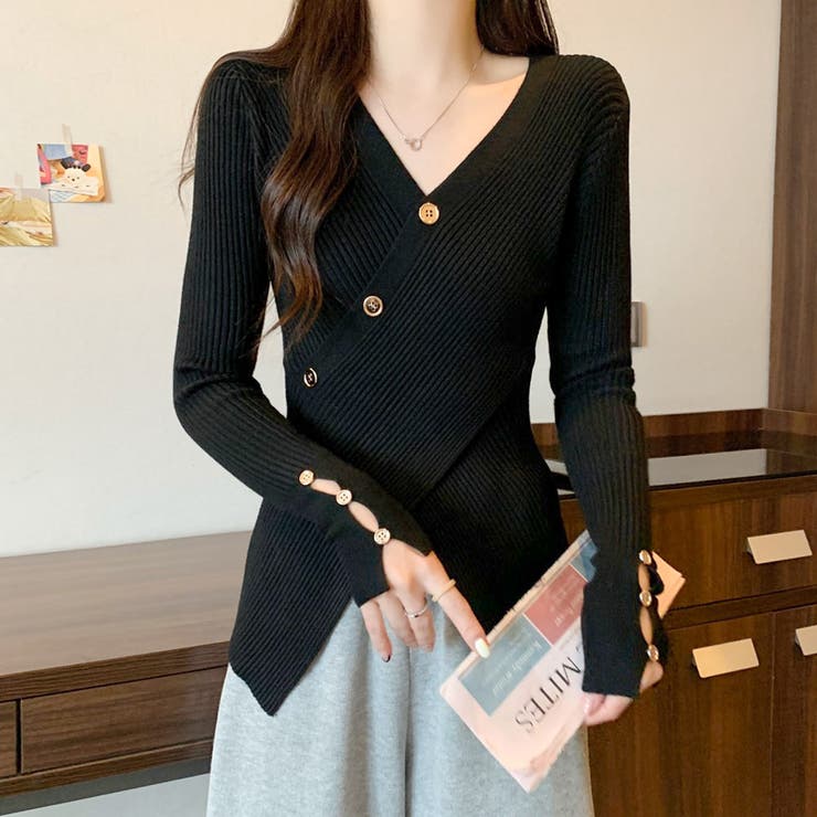 カシュクールボタンリブニット  | GORGE  | 詳細画像10 