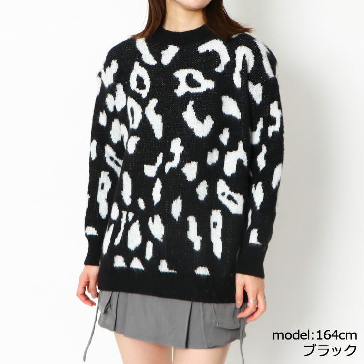 Wade208新品モヘア調 転写 ヒョウ柄ニットセーター・196 alb2205865_0.jpg