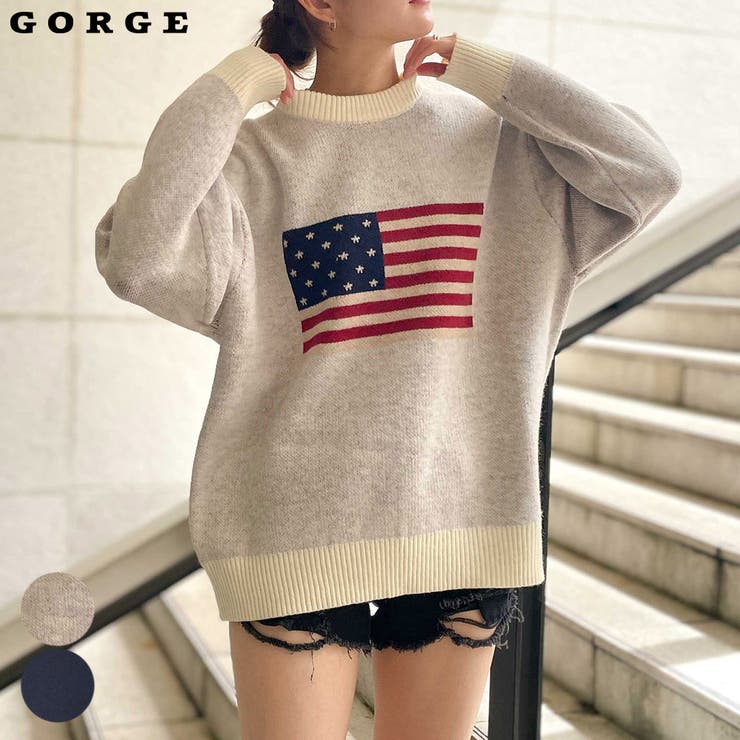 USA国旗ニットプルオーバー[品番：GORW0008209]｜GORGE