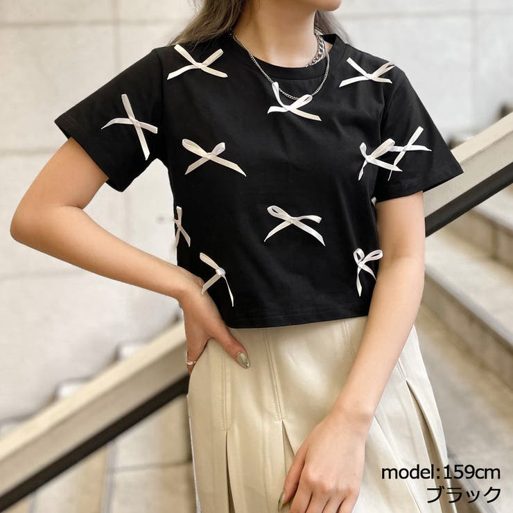 ブラック | リボン付きＴシャツ | GORGE 