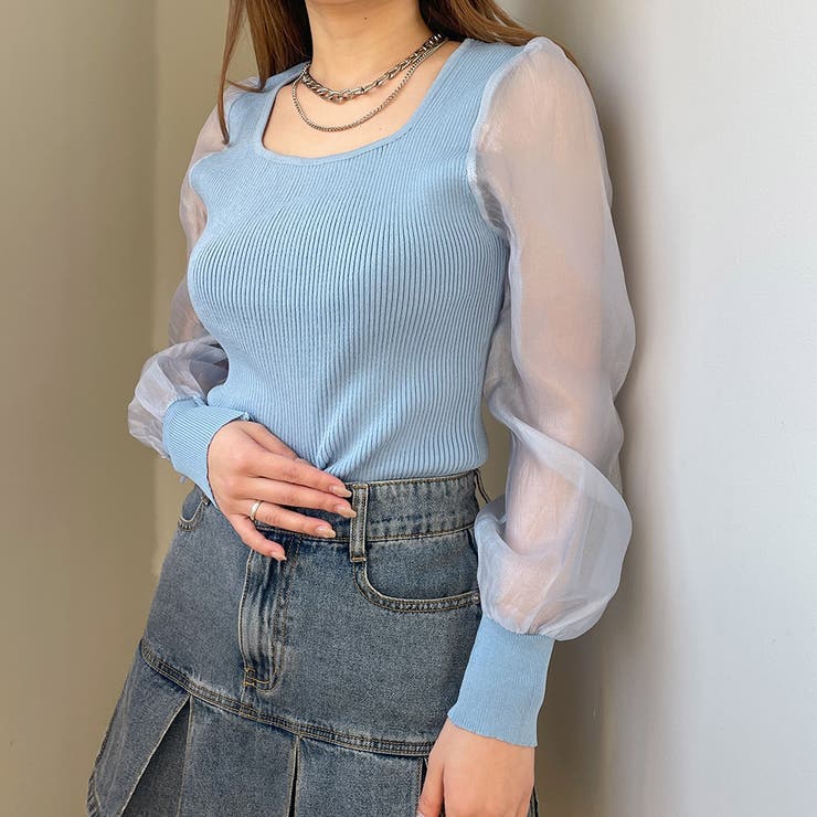 袖シアースクエアリブニット | GORGE  | 詳細画像8