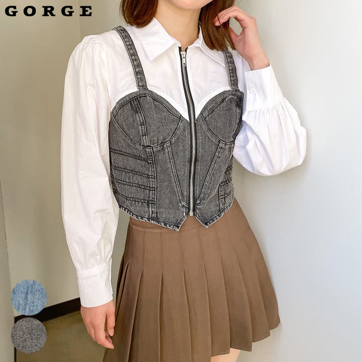 ｚｉｐデニムビスチェ切替シャツ | GORGE  | 詳細画像1 