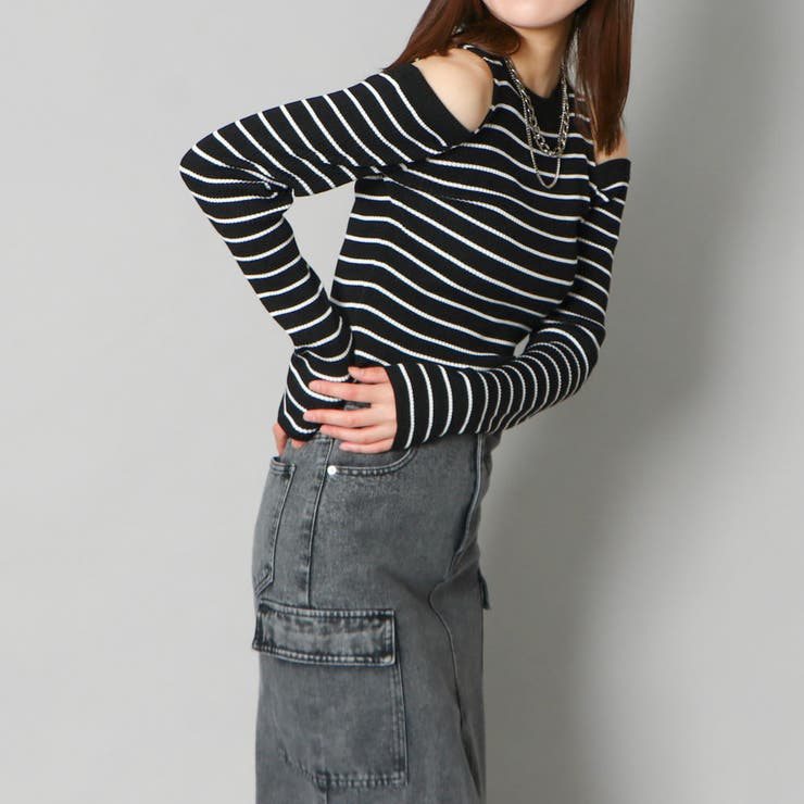 《肩あき×細ボーダー》レディース リブ ニット | GORGE  | 詳細画像8 