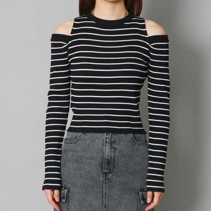 《肩あき×細ボーダー》レディース リブ ニット | GORGE  | 詳細画像2 