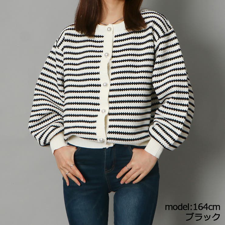 ブラック | カノコボーダーカーディガン | GORGE 