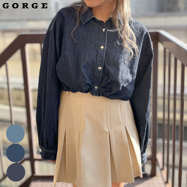 ハートボタンデニムショートシャツ[品番：GORW0008608]｜GORGE