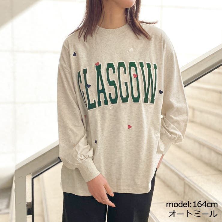 オートミール | フェルト貼付けハート刺しゅうロンＴ | GORGE 