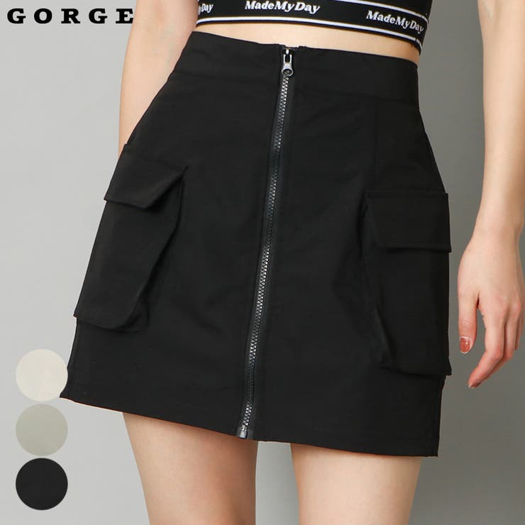 注目ショップ・ブランドのギフト フロントZIPカーゴスカート[品番：GORW0008602]｜GORGE スカート