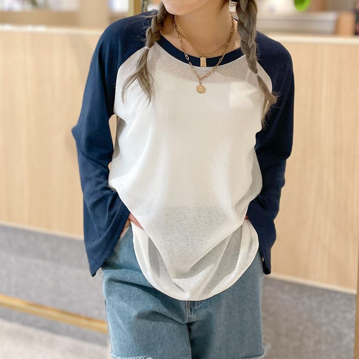 roku /ラグランTシャツ/シアー 6（ロク）の「＜6(ROKU)＞SHEER RAGLAN SLEEVE T-SHIRT/Tシャツ（T