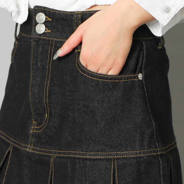 D&G 切替 デニムスカート シースルー 26/40 インディゴ 黒