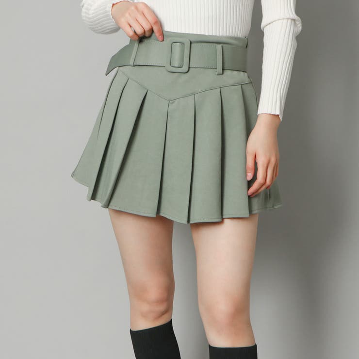 楽天 ベルト付きプリーツミニスカパン[品番：GORW0008557]｜GORGE スカート