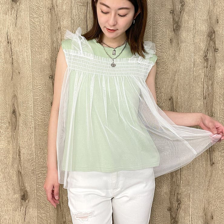期間限定のお買い得商品 チュール重ねノースリニット[品番：GORW0008803]｜GORGE トップス