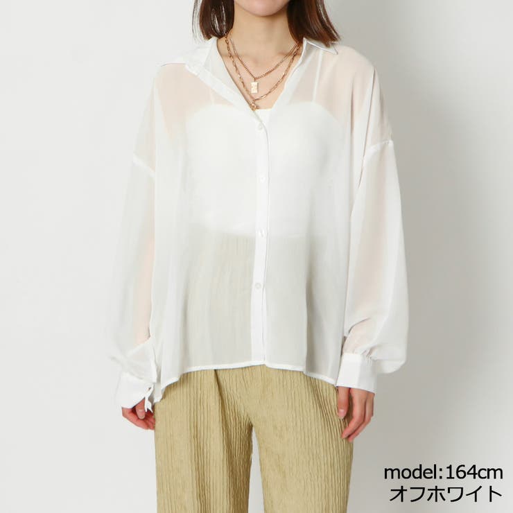 オフホワイト | シフォン無地シャツ | GORGE 
