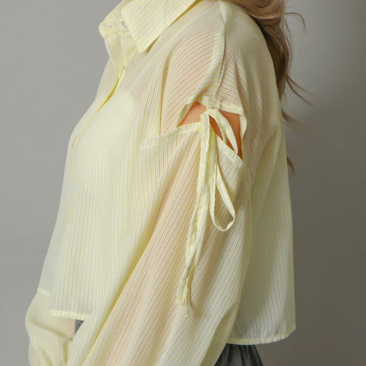 リボン肩開き短丈シャツ | GORGE  | 詳細画像7 