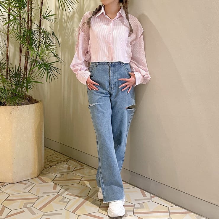 リボン肩開き短丈シャツ | GORGE  | 詳細画像12 