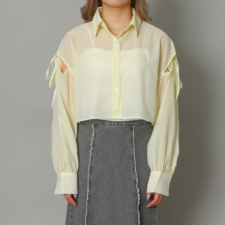 リボン肩開き短丈シャツ | GORGE  | 詳細画像2 