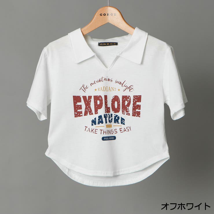 オフホワイト | 襟付きカレッジロゴＴシャツ | GORGE 