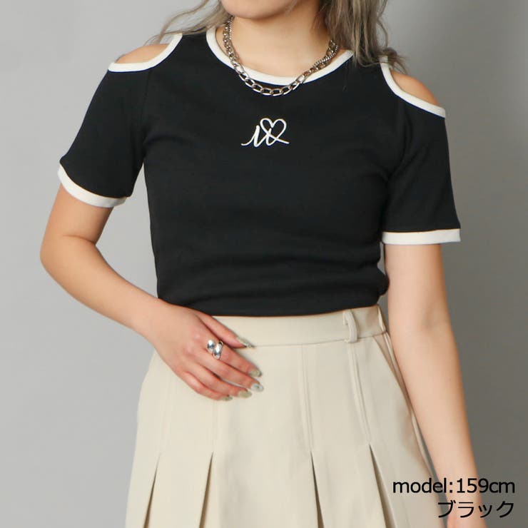 ブラック | 肩開きハートワンポイントＴｏｐｓ | GORGE 