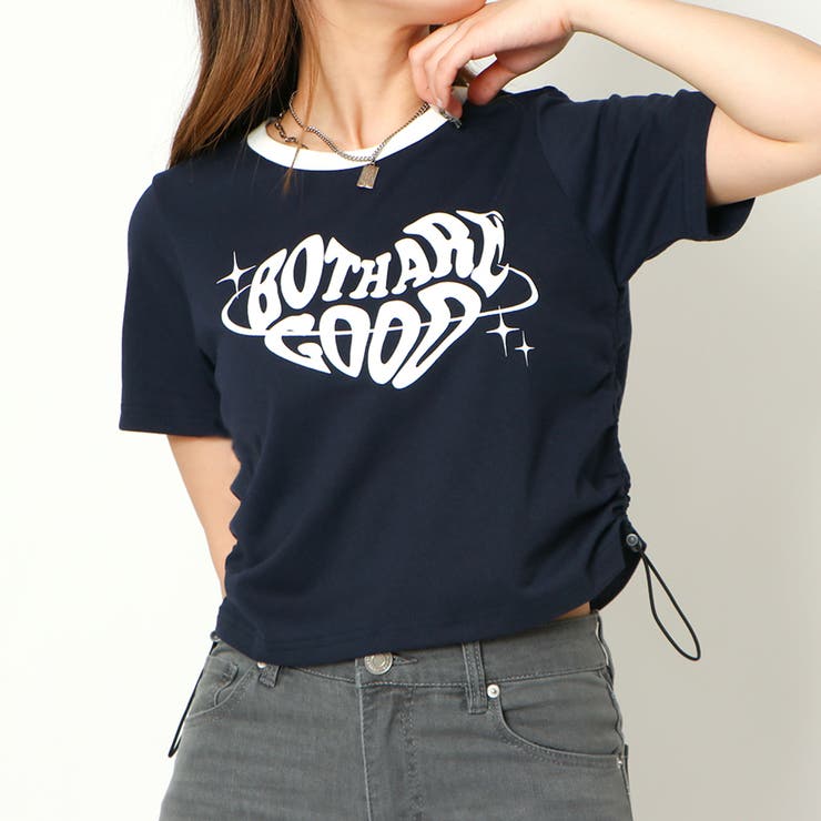 脇ギャザーハートプリントTシャツ[品番：GORW0008765]｜GORGE