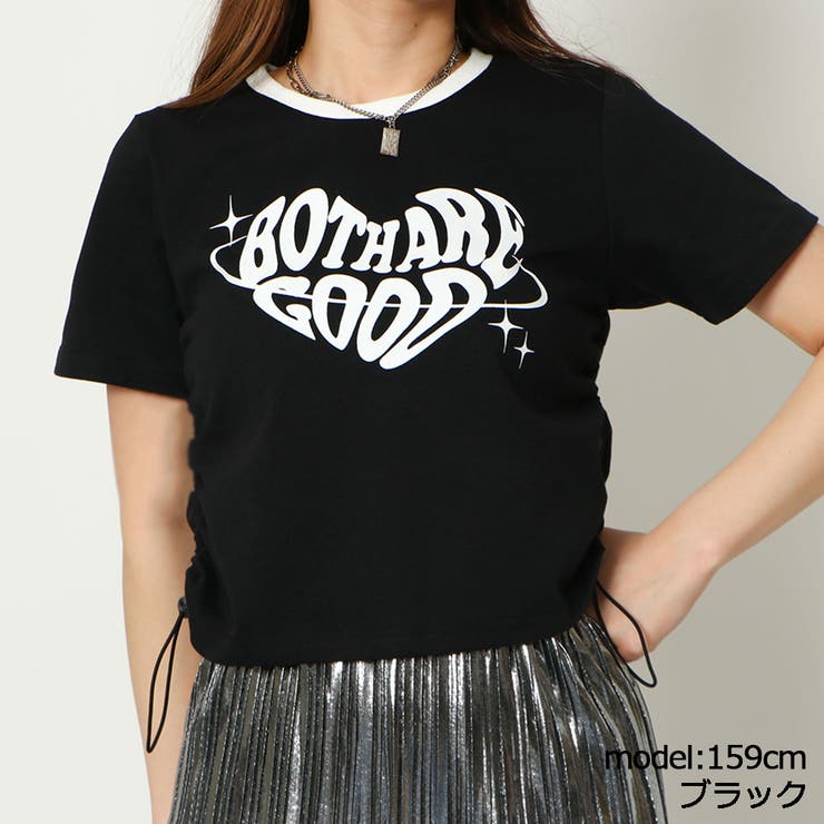 脇ギャザーハートプリントTシャツ[品番：GORW0008765]｜GORGE