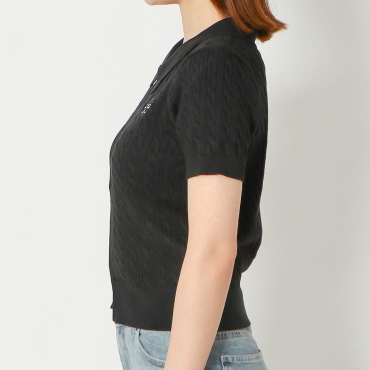 《Wジップ×襟付き》レディース 半袖ケーブル編みカーディガン ニットトップス | GORGE  | 詳細画像6 