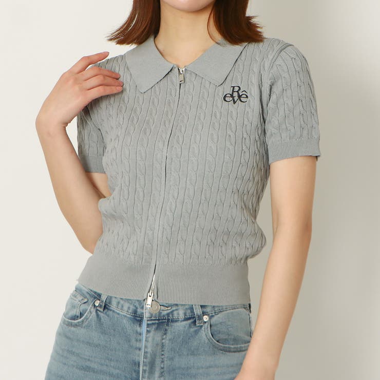 《Wジップ×襟付き》レディース 半袖ケーブル編みカーディガン ニットトップス | GORGE  | 詳細画像11 