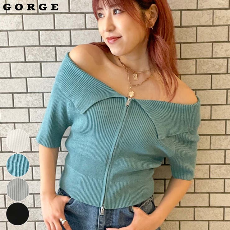 Wzipオフショルニットプルオーバー[品番：GORW0008883]｜GORGE