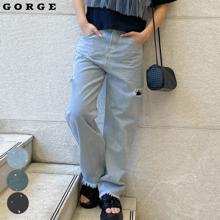 ラインストーンデニムパンツ[品番：GORW0008892]｜GORGE