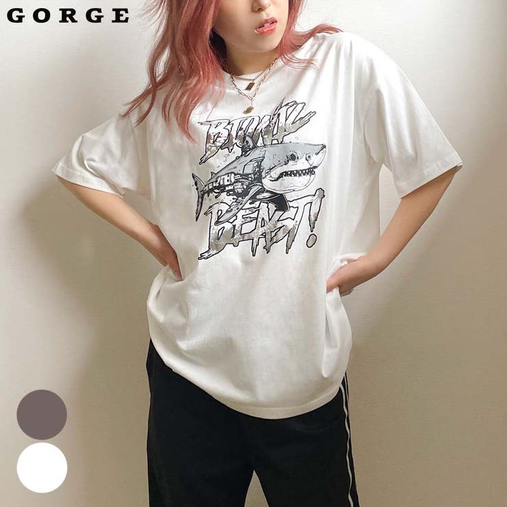 goa 【美品】00s Y2K フェザープリント Tシャツ クルーネック サメプリントTシャツ[品番：GORW0008887]｜GORGE （ゴージ