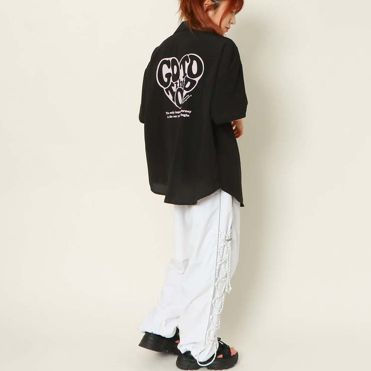 《ハート×発泡ロゴ》レディース 開襟シャツ ストリート映え 春夏秋	 | GORGE  | 詳細画像11 