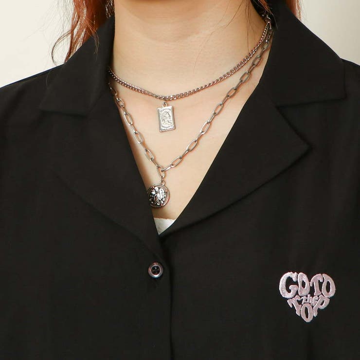 《ハート×発泡ロゴ》レディース 開襟シャツ ストリート映え 春夏秋	 | GORGE  | 詳細画像7 